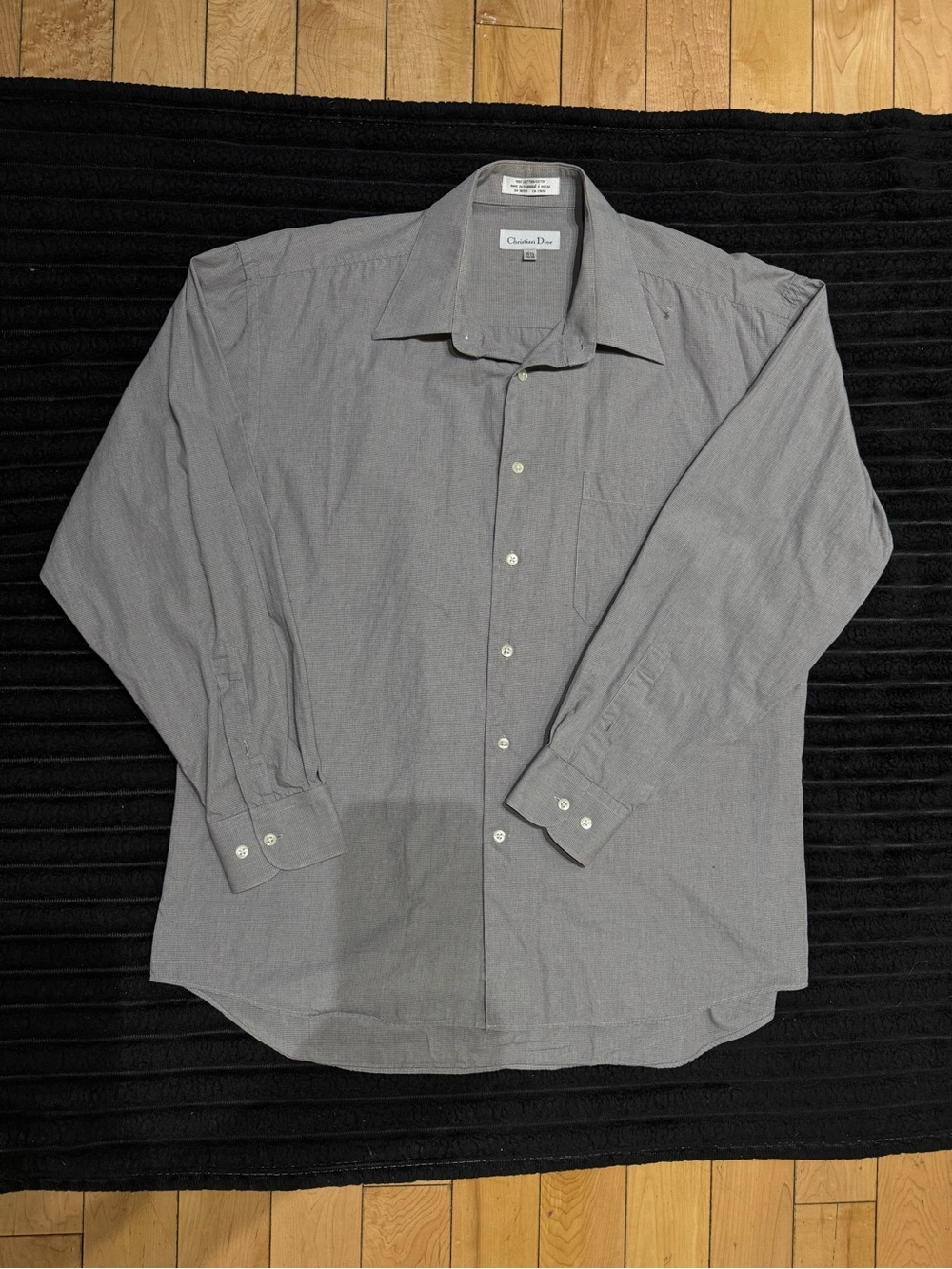 Dior Men's Light Gray Long-Sleeve Button-Up Shirt